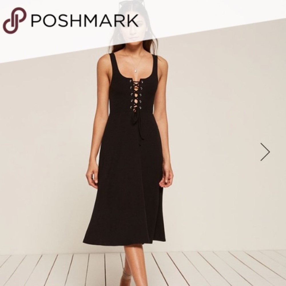 Black Ribbed Midi Tangelo Dress Reformation